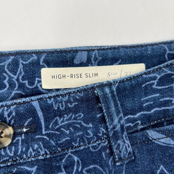 Pilcro and the Letterpress Blue Floral Print High Rise Jeans | Excellent Conditi - Picture 6 of 11